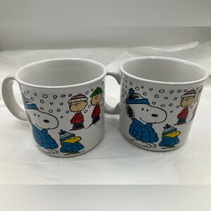 Peanuts White and Blue Snoopy Mugs